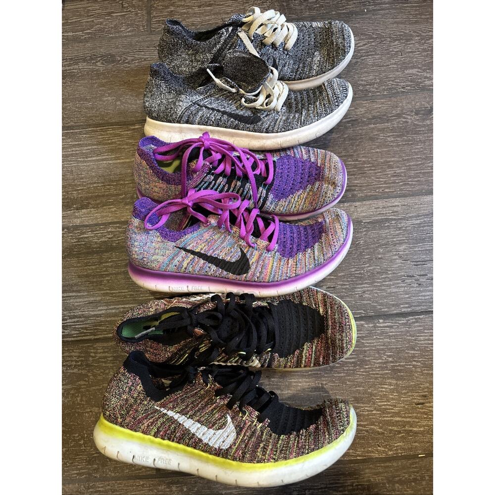 Nike Free RN Flyknit Shoes Womens 8.5 Running Athletic Gym Sneakers Lot Of 3
